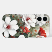 白と赤の花エレガント水色 Case-Mate iPhoneケース (裏面 (横))