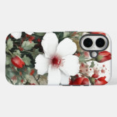 白と赤の花エレガント水色 Case-Mate iPhoneケース (裏面 (横))