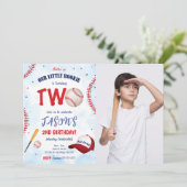 白と赤の野球の写真招待状 招待状 (スタンド正面)