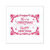 白と赤の陽気なクリスマスと幸せな新年 セルフインキングスタンプ (デザイン)