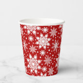 白と赤の雪片のシームレスなパターン 紙コップ (裏面)