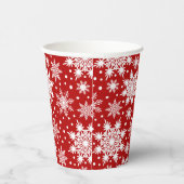 白と赤の雪片のシームレスなパターン 紙コップ (右)