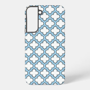 白と赤の青のトレリス、ラティス、クローバー SAMSUNG GALAXY S22+ケース