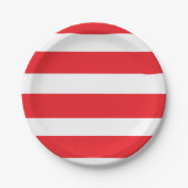 白と赤ストライプの ペーパープレート (正面)