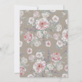 白と赤面の水色ヴィンテージフローラ結婚 招待状 (裏面)