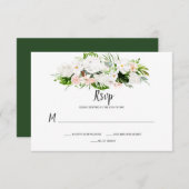 白と赤面ピンクトロピカルウォーター色フローラ 出欠カード (正面/裏面)