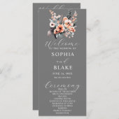 白と赤面フラワーズグレー結婚式 プログラム (正面/裏面)