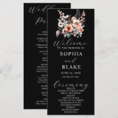 白と赤面フラワーズブラック結婚式 プログラム (正面/裏面)