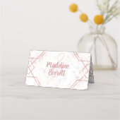 白と赤面大理石とバラ金ゴールドテーブルの座席 プレイスカード (裏面)