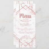 白と赤面大理石とバラ金ゴールド結婚のメニュー メニュー (正面/裏面)