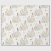 白と金のウェディング ブライダル ラッピングペーパー (フラット)