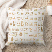 白と金のエジプトの象形文字 クッション (ブランケット)