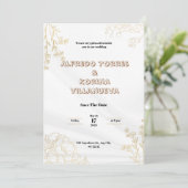 白と金のエレガントな結婚式招待状ポートレート 招待状 (スタンド正面)