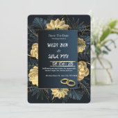 白と金のエレガントな結婚式招待状 招待状 (スタンド正面)