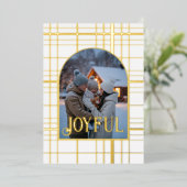 白と金のギンガムチェックのクリスマスホリデーフォト 箔シーズンカード (立ち正面)