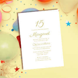 白と金のクラシック エレガントなキンセアニエラ 招待状