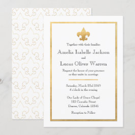 白と金のフルール・ド・リス ウェディング招待状 招待状