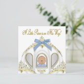 白と金のプリンス アフリカ系アメリカ人ベイビーシャワー 招待状 (スタンド正面)