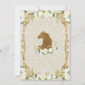 白と金のメキシコの少女がシンコ・パーティに変わる 招待状 (裏面)