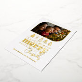 白と金のモダンなレトロドゥードルクリスマスフォト 箔シーズンカード (回転した状態)