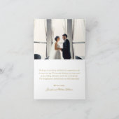 白と金の愛と感謝のウェディング サンキューカード (内部)