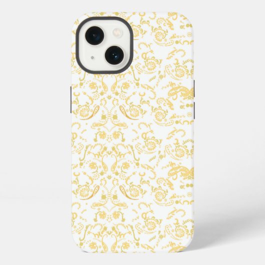 白と金の模様入り壁紙 iPhoneケース (裏面)