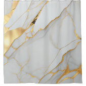 白と金の箔の大理石瑪瑙 シャワーカーテン (正面)