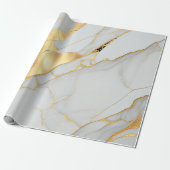 白と金の箔の大理石瑪瑙 ラッピングペーパー (アンロールド)