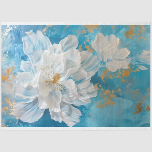 白と金の花のウェディングデコパージュ 薄葉紙 (正面)