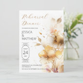 白と金の花のウェディングリハーサル 招待状 (スタンド正面)