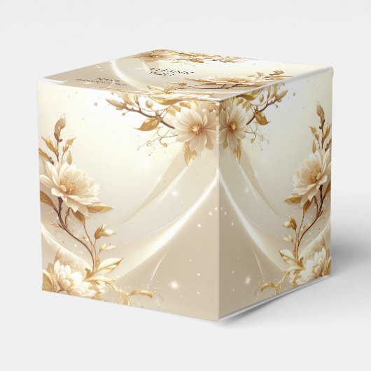 白と金の花のギフトボックス フェイバーボックス (正面サイド)