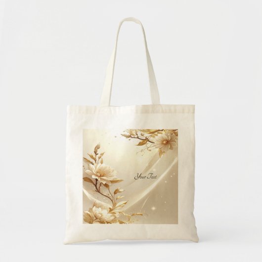 白と金の花のトートバッグ トートバッグ (正面)