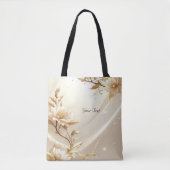 白と金の花のトートバッグ トートバッグ (正面)