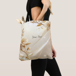 白と金の花のトートバッグ トートバッグ