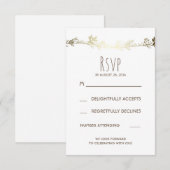 白と金の花の結婚式出欠確認 出欠カード (正面/裏面)