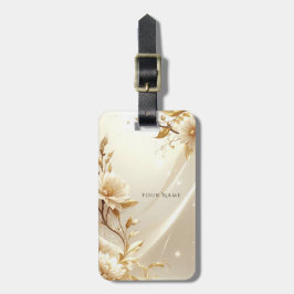 白と金の花の荷物タグ ラゲッジタグ