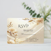 白と金の花のRSVPカード 出欠カード (スタンド正面)