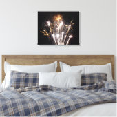 白と金の花火 II 愛国的なお祝い キャンバスプリント (インサイチュ (寝室))