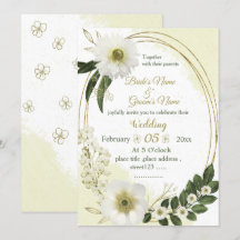白と金の花 緑の幾何学的な結婚式