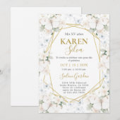 白と金の蝶のキンセアニエラ 招待状 (正面/裏面)