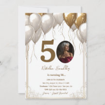 白と金の風船 50歳の誕生日パーティー