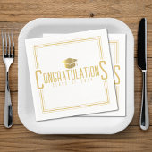 白と金の おめでとうございます 卒業クラス 卒業式 スタンダードカクテルナプキン