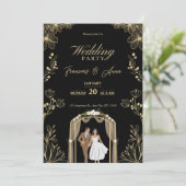 白と金のNikah招待状 デジタルイスラムI 招待状 (スタンド正面)