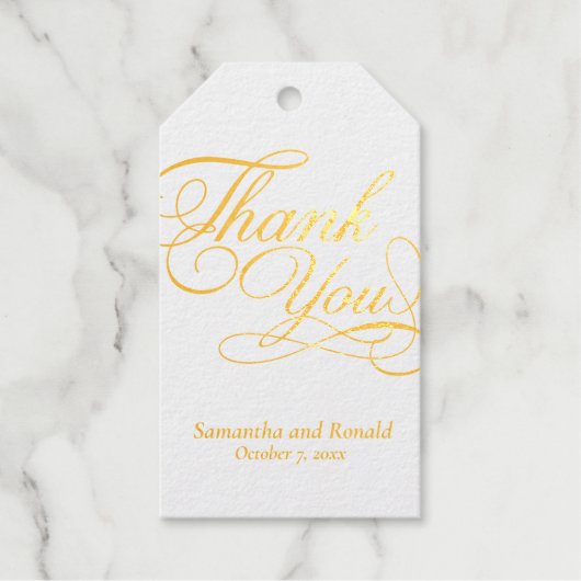 白と金ゴールドありがとう書結婚道 ギフトタグ (正面)