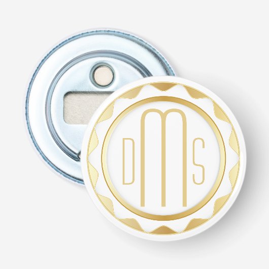 白と金ゴールドとモノグラム 栓抜き (正面)