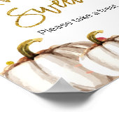 白と金ゴールドのカボチャの愛は甘いサイン ポスター (角)