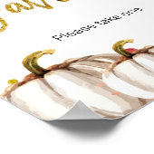 白と金ゴールドのカボチャの水の色の好意サイン ポスター (角)