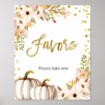 白と金ゴールドのカボチャの水の色の好意サイン