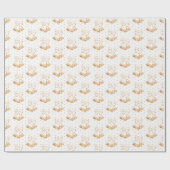 白と金ゴールドのクリスマスベル ラッピングペーパー (フラット)