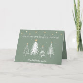 白と金ゴールドのクリスマス(家族の名前は緑) シーズンカード (正面)
